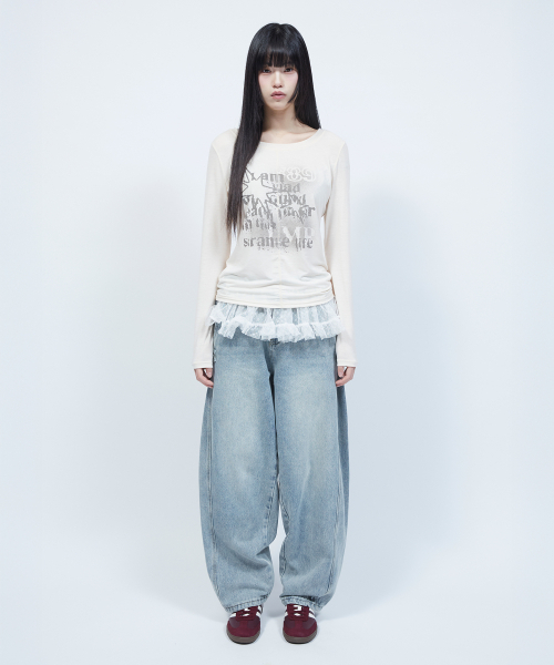 LMR(エルエムアール)の「ソフトスリムボートネックグラフィック長袖Tシャツアイボリー(Tシャツ/カットソー・レディース・アイボリー・SMALL/MEDIUM)」の13枚目の写真