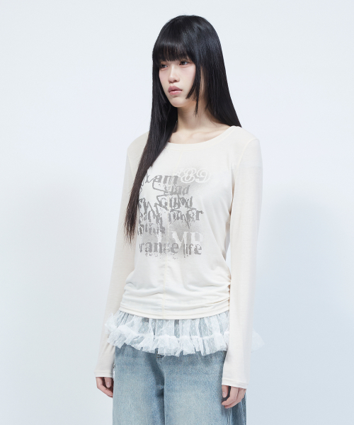 LMR(エルエムアール)の「ソフトスリムボートネックグラフィック長袖Tシャツアイボリー(Tシャツ/カットソー・レディース・アイボリー・SMALL/MEDIUM)」の14枚目の写真