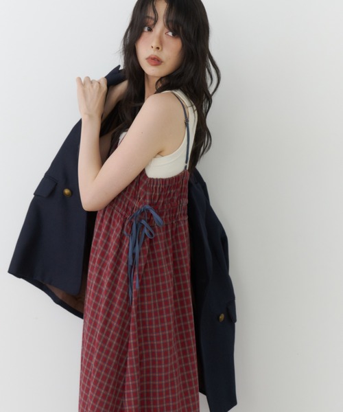 Unitage(ユニテージ)の「配色ボリュームキャミワンピース(ワンピース・レディース・レッド/その他/ブラック/ネイビー/ブラウン・FREE)」の10枚目の写真
