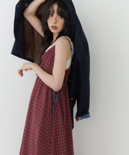 Unitage(ユニテージ)の「配色ボリュームキャミワンピース(ワンピース・レディース・レッド/その他/ブラック/ネイビー/ブラウン・FREE)」の9枚目の写真