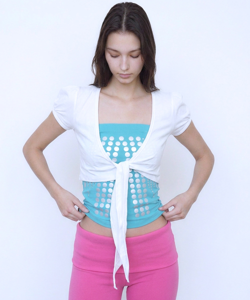 LARTIGENT(ラーティゼン)の「L26 PUFF BOLERO CARDIGAN(WHITE)(Tシャツ/カットソー・レディース・その他・FREE)」の1枚目の写真