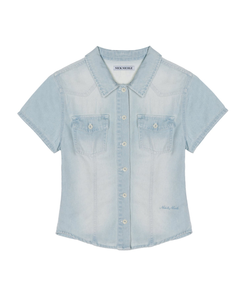 NICK&NICOLE(ニックアンドニコール)の「DENIM SHORT POCKET SHIRT_LIGHT BLUE(シャツ/ブラウス・レディース・その他・MEDIUM/LARGE)」の1枚目の写真