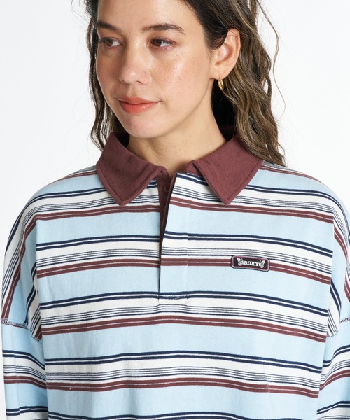 ROXY(ロキシー)の「ROXY BUTTERFLY POLO バタフライロゴボーダー長袖ポロシャツ 【2026年秋冬モデル】/ロキシー(ポロシャツ・レディース・ネイビー/ナチュラル/ブルー・LARGE/MEDIUM/SMALL)」の1枚目の写真