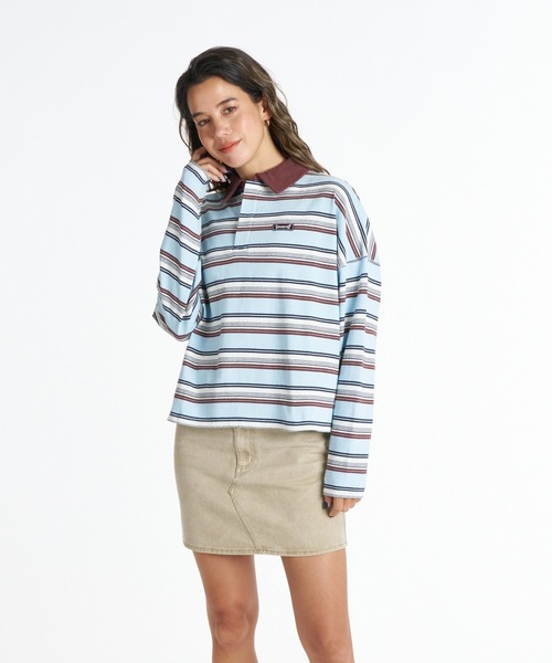 ROXY(ロキシー)の「ROXY BUTTERFLY POLO バタフライロゴボーダー長袖ポロシャツ 【2026年秋冬モデル】/ロキシー(ポロシャツ・レディース・ネイビー/ナチュラル/ブルー・LARGE/MEDIUM/SMALL)」の18枚目の写真