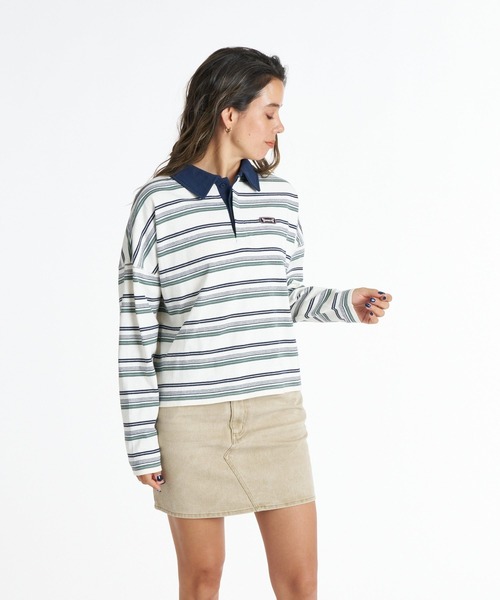 ROXY(ロキシー)の「ROXY BUTTERFLY POLO バタフライロゴボーダー長袖ポロシャツ 【2026年秋冬モデル】/ロキシー(ポロシャツ・レディース・ネイビー/ナチュラル/ブルー・LARGE/MEDIUM/SMALL)」の10枚目の写真