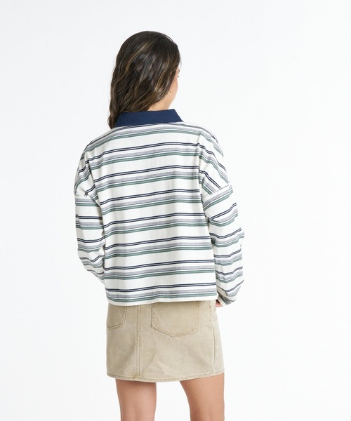 ROXY(ロキシー)の「ROXY BUTTERFLY POLO バタフライロゴボーダー長袖ポロシャツ 【2026年秋冬モデル】/ロキシー(ポロシャツ・レディース・ネイビー/ナチュラル/ブルー・LARGE/MEDIUM/SMALL)」の11枚目の写真