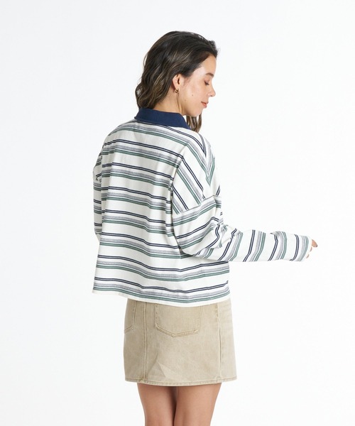 ROXY(ロキシー)の「ROXY BUTTERFLY POLO バタフライロゴボーダー長袖ポロシャツ 【2026年秋冬モデル】/ロキシー(ポロシャツ・レディース・ネイビー/ナチュラル/ブルー・LARGE/MEDIUM/SMALL)」の13枚目の写真