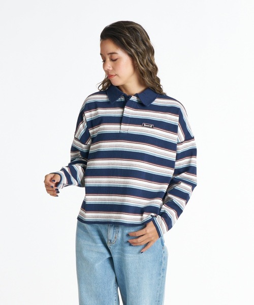 ROXY(ロキシー)の「ROXY BUTTERFLY POLO バタフライロゴボーダー長袖ポロシャツ 【2026年秋冬モデル】/ロキシー(ポロシャツ・レディース・ネイビー/ナチュラル/ブルー・LARGE/MEDIUM/SMALL)」の14枚目の写真