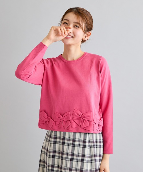 Rose Tiara（ローズティアラ）の「裾リボンニットプルオーバー（ニット/セーター・レディース・グリーン/ピンク/ネイビー・38/42/46）」の3枚目の写真
