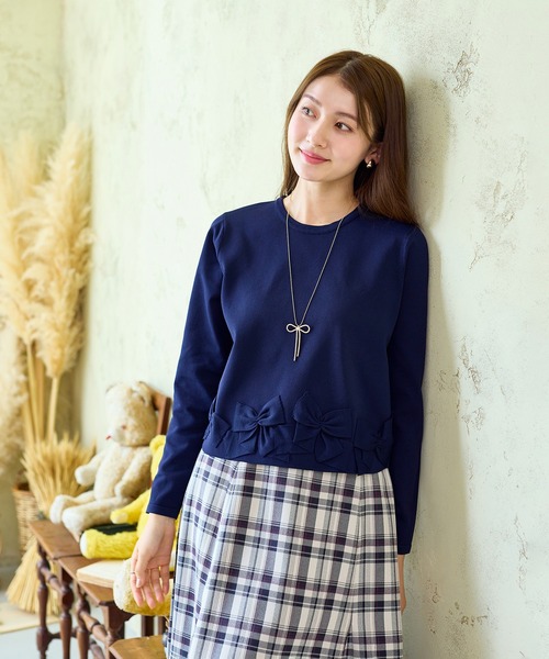 Rose Tiara（ローズティアラ）の「裾リボンニットプルオーバー（ニット/セーター・レディース・グリーン/ピンク/ネイビー・38/42/46）」の11枚目の写真
