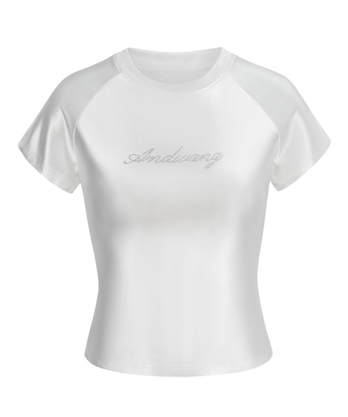andwang(アンドワン)の「AND bijou tee(Tシャツ/カットソー・レディース・ホワイト/ブラック・FREE)」の1枚目の写真