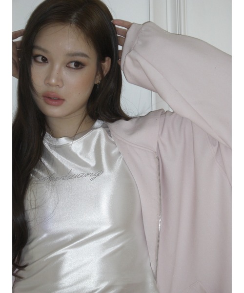 andwang(アンドワン)の「AND bijou tee(Tシャツ/カットソー・レディース・ホワイト/ブラック・FREE)」の6枚目の写真