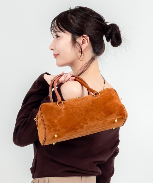 AULENTTI(オウレンティ)の「【AULENTTI/オウレンティ】横長ショルダーバッグ ボストンバッグ 2WAY(ボストンバッグ・レディース・ブラウン/ブラック・FREE)」の1枚目の写真