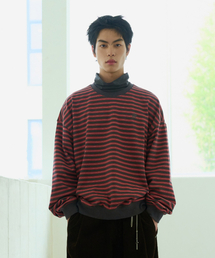イージーストライプ スウェットTシャツ-FESK5103B08