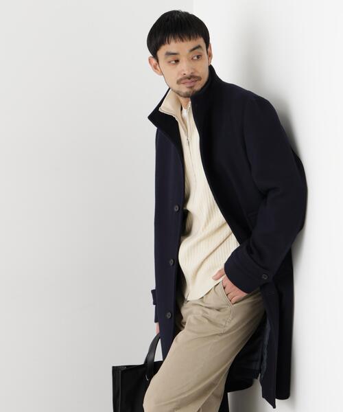 NEW ON COAT」ウール/Nスタンドカラーコート（ステンカラーコート