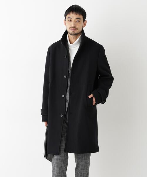 NEW ON COAT」ウール/Nスタンドカラーコート（ステンカラーコート