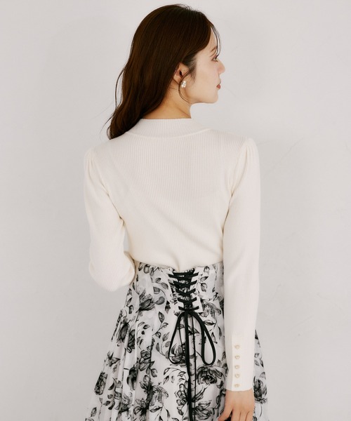 tocco closet(トッコ クローゼット)の「袖口ハート釦プチハイネックリブニットプルオーバー(ニット/セーター・レディース・アイボリー/ブラック/ブラウン/ピンク・M)」の12枚目の写真