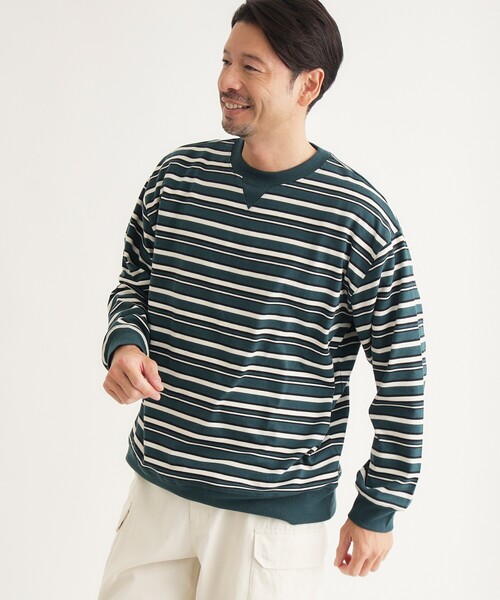 BACK NUMBER(バックナンバー)の「《ガゼット付き》マルチボーダーロンT(Tシャツ/カットソー・メンズ・グリーン系その他4/オレンジ系その他4/ブルー系その他4・04/03/05)」の1枚目の写真