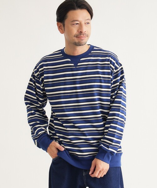 BACK NUMBER(バックナンバー)の「《ガゼット付き》マルチボーダーロンT(Tシャツ/カットソー・メンズ・グリーン系その他4/オレンジ系その他4/ブルー系その他4・04/03/05)」の4枚目の写真