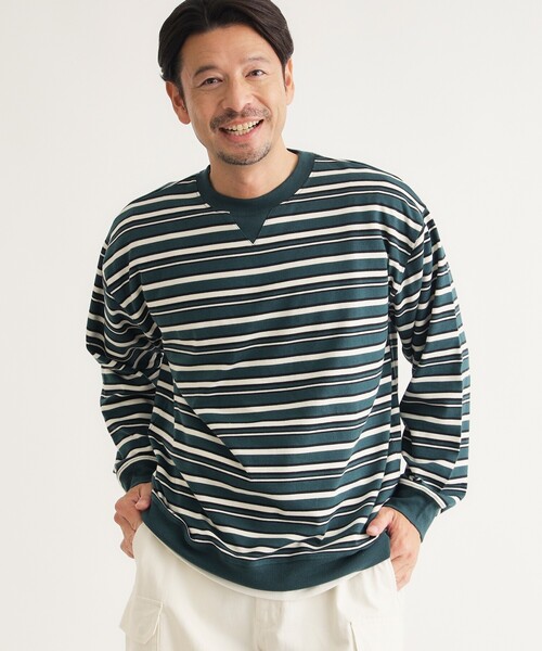 BACK NUMBER(バックナンバー)の「《ガゼット付き》マルチボーダーロンT(Tシャツ/カットソー・メンズ・グリーン系その他4/オレンジ系その他4/ブルー系その他4・04/03/05)」の10枚目の写真