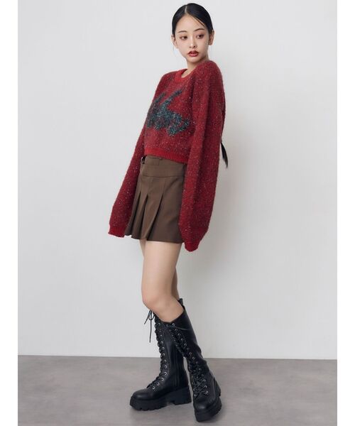 MURUA(ムルーア)の「ラメシャギーロゴニット 冬服(ニット/セーター・レディース・ネイビー/ブラック/レッド・FREE)」の15枚目の写真