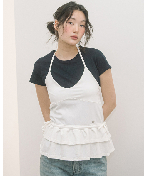 HAVISM(ヘビズム)の「DOUBLE FRILL HALTER NECK SLEEVELESS(IVORY)(Tシャツ/カットソー・レディース・その他・FREE)」の2枚目の写真