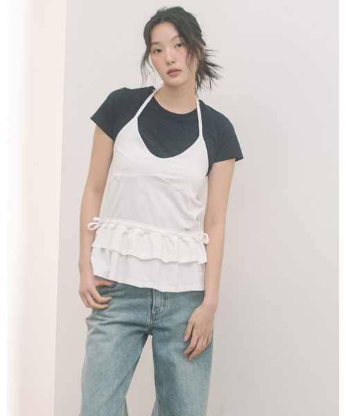 HAVISM(ヘビズム)の「DOUBLE FRILL HALTER NECK SLEEVELESS(IVORY)(Tシャツ/カットソー・レディース・その他・FREE)」の3枚目の写真