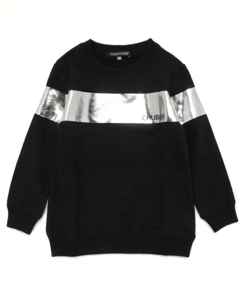 CHUBBYGANG（チャビーギャング）の「メタリックラインロングトレーナー（スウェット・キッズ・ブラック/ホワイト/ライトグレー・140/110/130/160/100/120/150）」の9枚目の写真