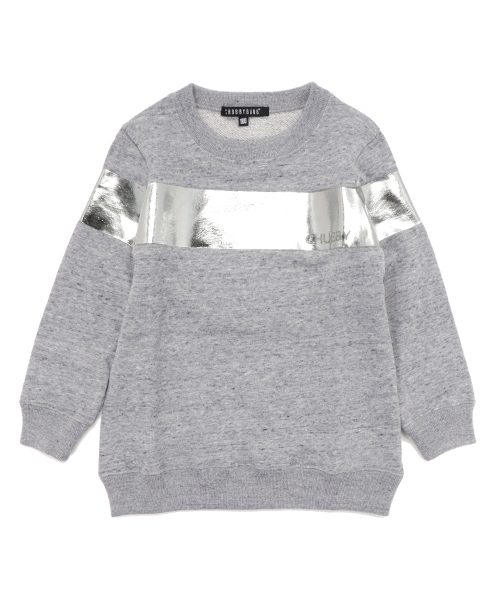 CHUBBYGANG（チャビーギャング）の「メタリックラインロングトレーナー（スウェット・キッズ・ブラック/ホワイト/ライトグレー・140/110/130/160/100/120/150）」の3枚目の写真