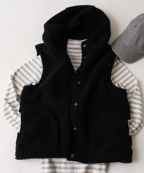 coen(コーエン)の「フーデッドボアベスト(ベスト・レディース・ベージュ/ネイビー・MEDIUM/LARGE)」の2枚目の写真