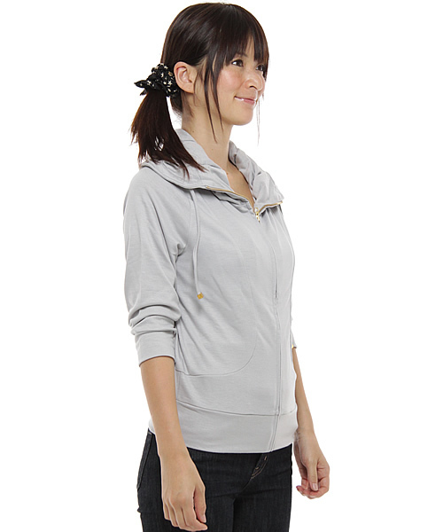 Ray BEAMS（レイビームス）の「Ray BEAMS / 変形裏毛スタンドZIPパーカ（パーカー・レディース・グレー/ブラック・ONE SIZE）」の3枚目の写真