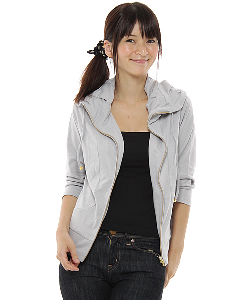 Ray BEAMS（レイビームス）の「Ray BEAMS / 変形裏毛スタンドZIPパーカ（パーカー・レディース・グレー/ブラック・ONE SIZE）」の5枚目の写真