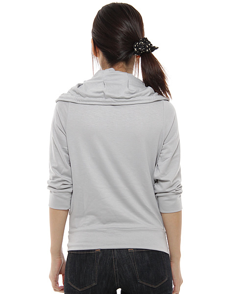 Ray BEAMS（レイビームス）の「Ray BEAMS / 変形裏毛スタンドZIPパーカ（パーカー・レディース・グレー/ブラック・ONE SIZE）」の4枚目の写真