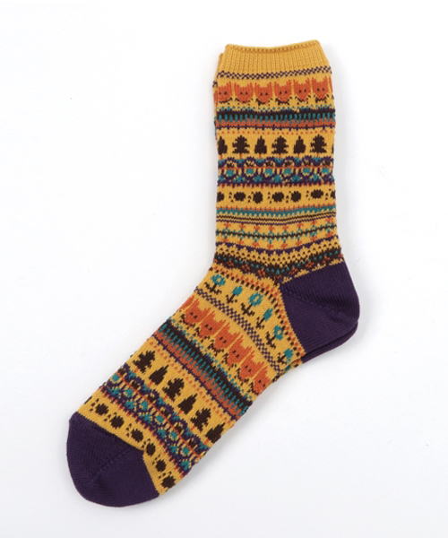 Ne-net（ネネット）の「S キツネジャガードソックス（ソックス/靴下・レディース・イエロー/オフホワイト/グレー・02/03）」の3枚目の写真