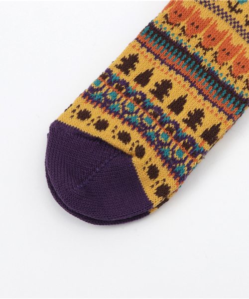 Ne-net（ネネット）の「S キツネジャガードソックス（ソックス/靴下・レディース・イエロー/オフホワイト/グレー・02/03）」の4枚目の写真