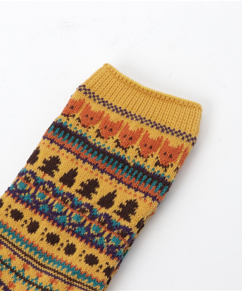 Ne-net（ネネット）の「S キツネジャガードソックス（ソックス/靴下・レディース・イエロー/オフホワイト/グレー・02/03）」の5枚目の写真