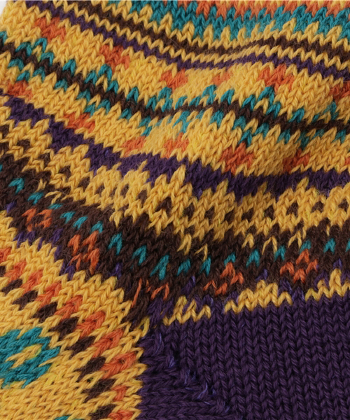 Ne-net（ネネット）の「S キツネジャガードソックス（ソックス/靴下・レディース・イエロー/オフホワイト/グレー・02/03）」の6枚目の写真