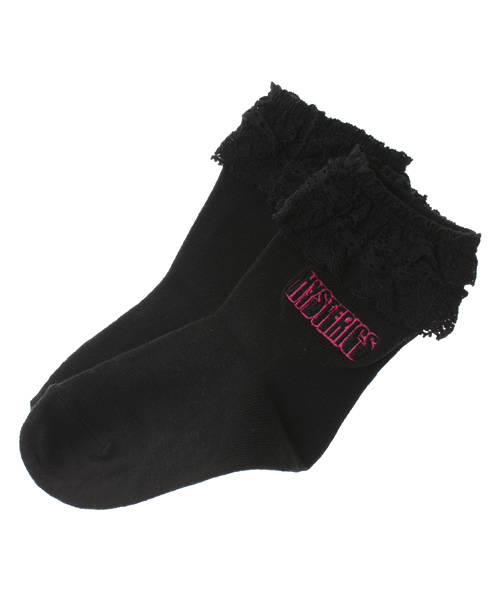 HYSTERIC MINI(ヒステリックミニ)の「Girl's レース付ソックス(ソックス/靴下・キッズ・ブラック/グレー/ピンク・13/16/19/22)」の1枚目の写真