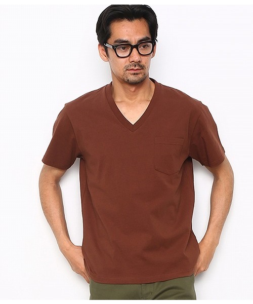 ADAM ET ROPE'(アダムエロペ)の「ヘビーVネックTシャツ(Tシャツ/カットソー・メンズ・ネイビー/グレー/ホワイト/ダークブラウン・L/M/S)」の3枚目の写真
