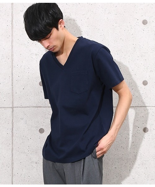 ADAM ET ROPE'(アダムエロペ)の「ヘビーVネックTシャツ(Tシャツ/カットソー・メンズ・ネイビー/グレー/ホワイト/ダークブラウン・L/M/S)」の4枚目の写真