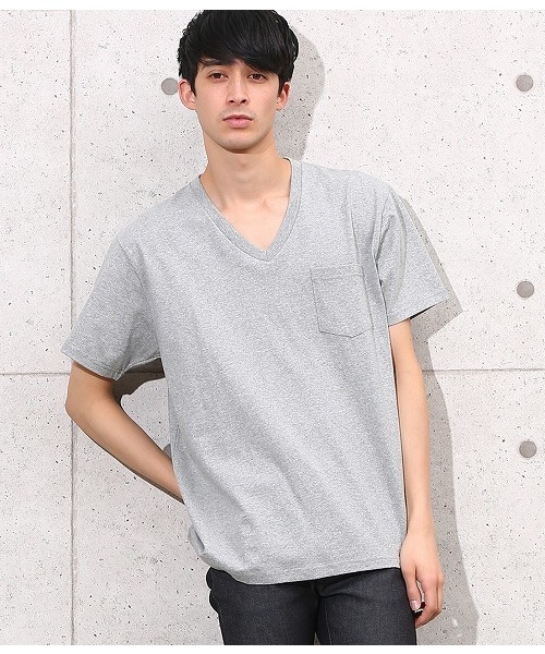 ADAM ET ROPE'(アダムエロペ)の「ヘビーVネックTシャツ(Tシャツ/カットソー・メンズ・ネイビー/グレー/ホワイト/ダークブラウン・L/M/S)」の2枚目の写真