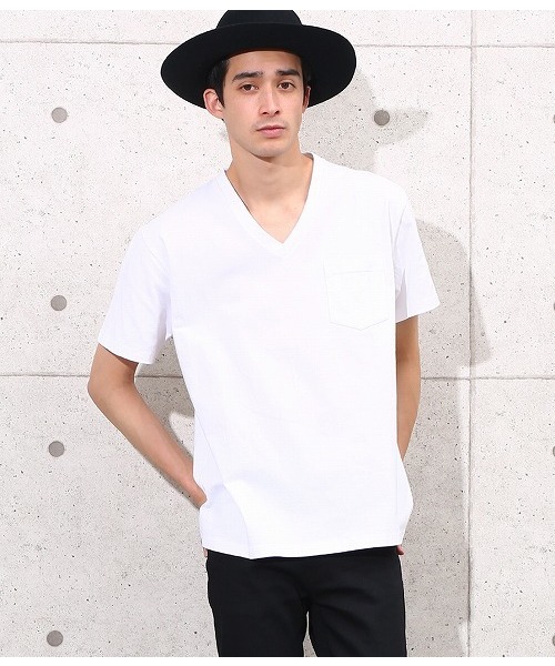 ADAM ET ROPE'(アダムエロペ)の「ヘビーVネックTシャツ(Tシャツ/カットソー・メンズ・ネイビー/グレー/ホワイト/ダークブラウン・L/M/S)」の1枚目の写真