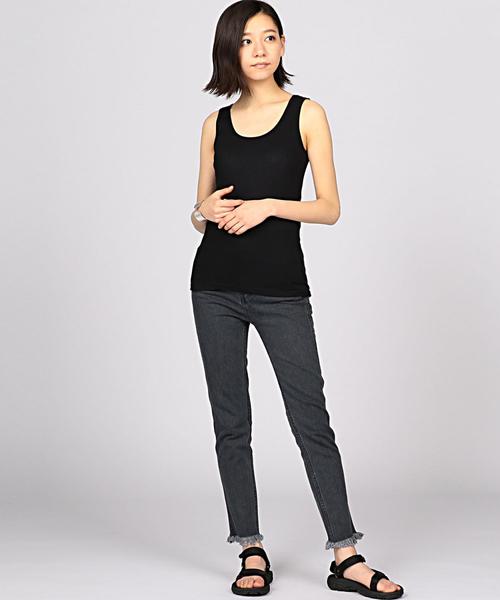 HANES（ヘインズ）の「Hanes（ヘインズ） Undies RIB タンクトップ ◆（タンクトップ・レディース・ホワイト/ブラック/ライトグレー・FREE）」の7枚目の写真