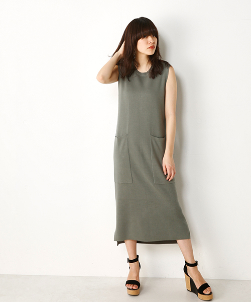 SLY(スライ)の「BIG POCKET LONG TOPS(タンクトップ・レディース・ホワイト/ブラック/カーキ・FREE)」の3枚目の写真