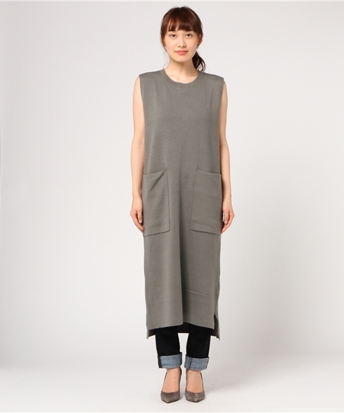 SLY(スライ)の「BIG POCKET LONG TOPS(タンクトップ・レディース・ホワイト/ブラック/カーキ・FREE)」の4枚目の写真