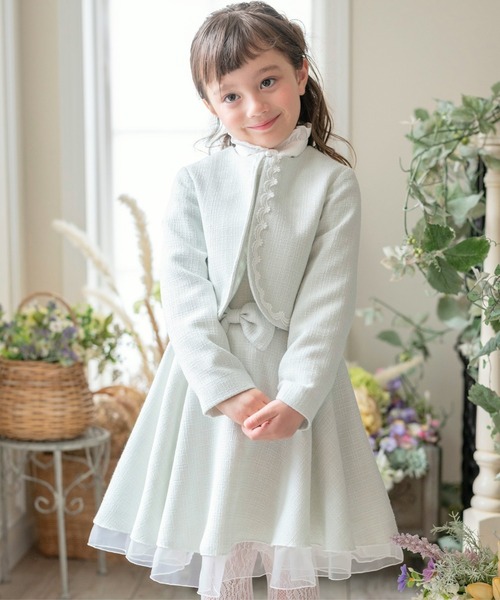 Catherine Cottage(キャサリンコテージ)の「ファンシーツイード ブリリアントアンサンブル(スーツセット・キッズ・ホワイト/グレー/ブルー/ベージュ/ダークネイビー/ピンク/ミント/ホワイト系2・110/120/130)」の5枚目の写真