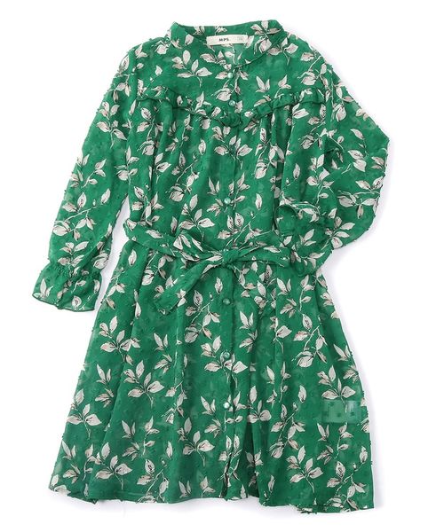 Right-on（ライトオン）の「【MPS】花柄フリルシャツディガン（シャツワンピース・キッズ・グリーン・100/110/120/130/140）」の4枚目の写真