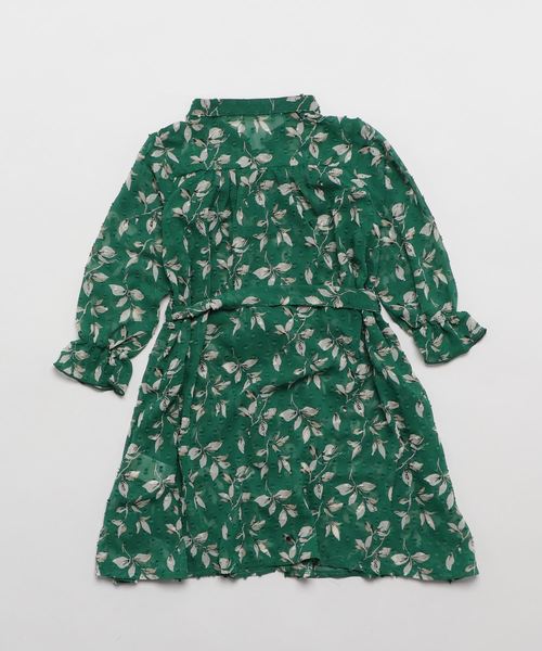 Right-on（ライトオン）の「【MPS】花柄フリルシャツディガン（シャツワンピース・キッズ・グリーン・100/110/120/130/140）」の3枚目の写真