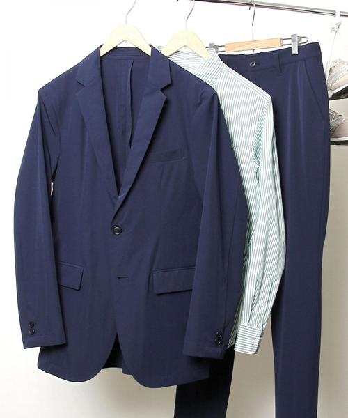 coen(コーエン)の「(セットアップ企画)ナイロンPUストレッチテーラードジャケット(テーラードジャケット・メンズ・ブラック/オリーブ/ネイビー・MEDIUM/X-LARGE/LARGE/SMALL)」の1枚目の写真