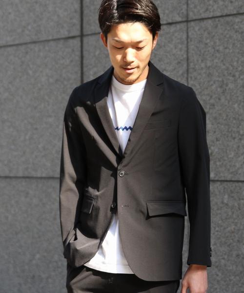 coen(コーエン)の「(セットアップ企画)ナイロンPUストレッチテーラードジャケット(テーラードジャケット・メンズ・ブラック/オリーブ/ネイビー・MEDIUM/X-LARGE/LARGE/SMALL)」の2枚目の写真